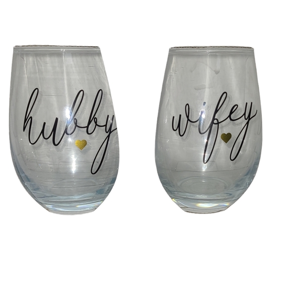 💕NIB HUBBY & WIFEY 20 OZ. STEMLESS WINE GLASSES💕 - Picture 3 of 7